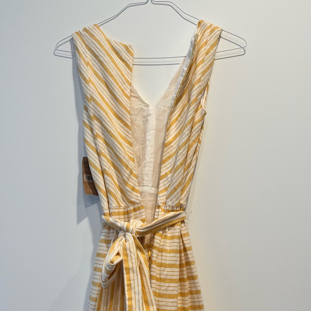 NWT Cremiuex Gold Yellow and Ivory Striped Tiered Bow Maxi Dress Size 2 - Picture 5 of 9